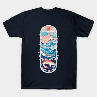 Oceanic Paradise: Sun, Sea, and 4 Types of Sharks T-Shirt